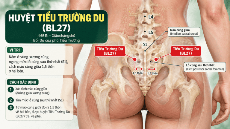 Hình ảnh vị trí huyệt Tiểu Trường Du (BL27) trên cơ thể người.